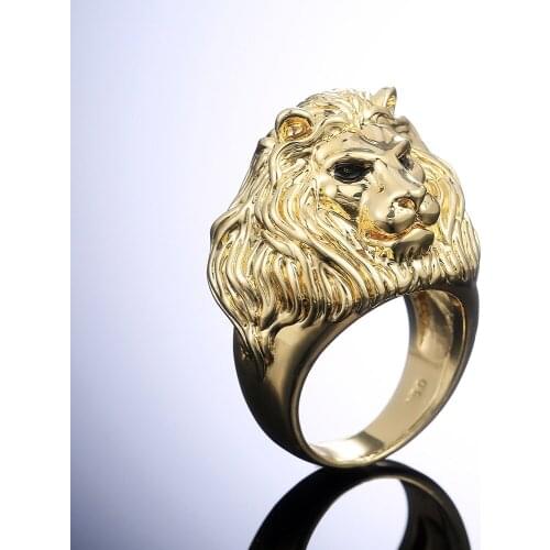 Fashion Mens Ring Gold Color Lifelike Africa Lion Rings for Male New Punk Hip Hop Vinkig Ethic Steampunk Accessories Jewelry