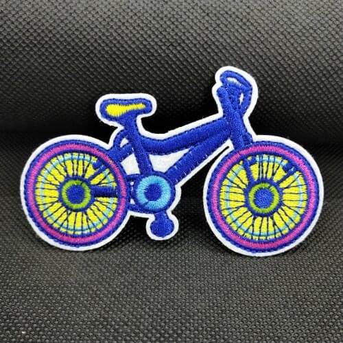 Bicycle (Size:10x6.5cm) Bike Competition Match DIY Embroidered Iron on Symbol Patch Apparel Clothes Decorative Decals Appliques
