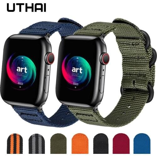 Nylon Band For Apple Watch Series 3/2/1 38M 42MM Genuine leather 42mm 38mm watchband for iwatch 44mm 40mm 5/4/3/2/1 Replacement