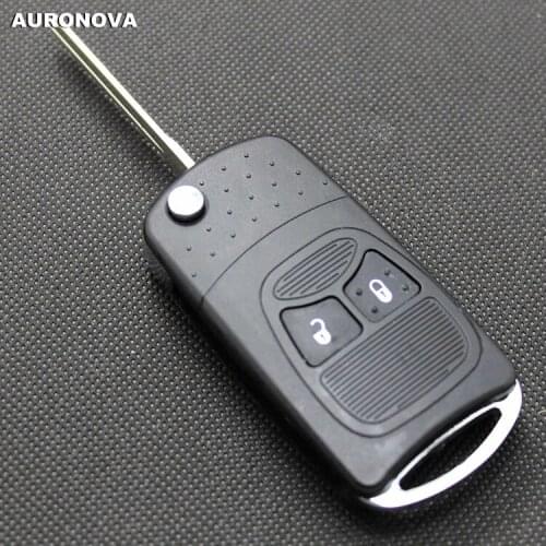 AURONOVA New Upgrade Folding Key Shell for Chrysler 300C Sebring Jeep Wrangler Compass 2 Buttons Remote Car Key Case