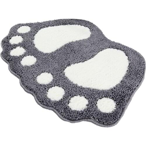 Official Cute Footprints big feet Bathroom carpet Flocking Water Absorption Door Mats Pad