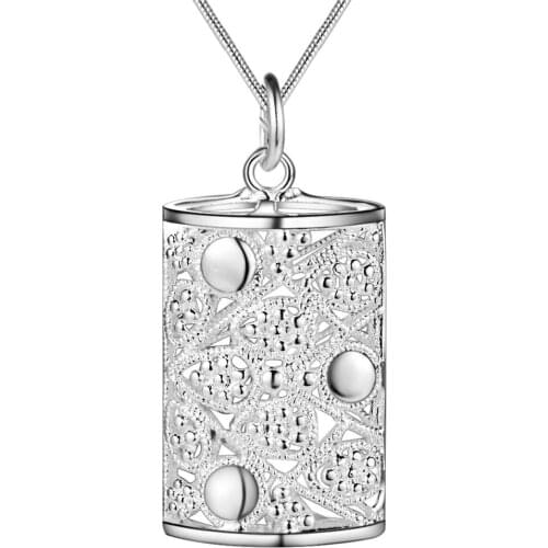 Wholesale Charm Silver Color Pendants For Women Fashion Jewelry Necklace Lady Fashion Jewelry Pendant Rectangle Shiny AN086