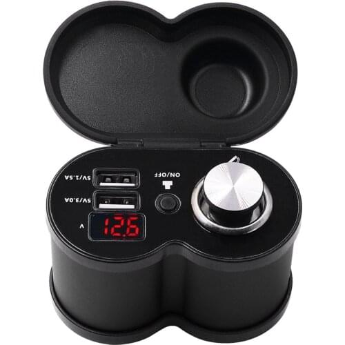 Motorcycle Cigarette Lighter Waterproof Aluminum Alloy Dual USB Charger With Voltmeter For Charge Mobile Phone, Tablet, GPS