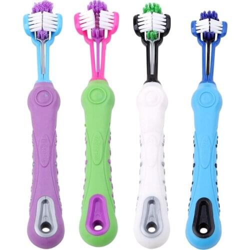 Hot Selling Three Sided Pet Toothbrush Dog Brush Addition Bad Breath Tartar Teeth Care Dog Cat Cleaning Mouth YH-461651