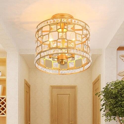 Luxury LED Ceiling Lights Crystal Bedroom Guest Dining Room Modern American Minimalist Metal Low Rise Small Apartment