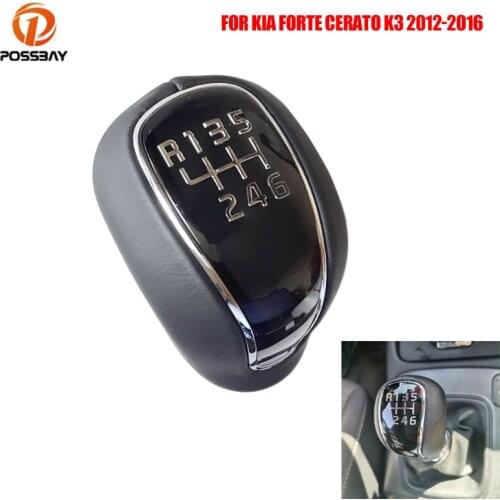 6 Speed Gear Knob Black Leather Manual Shifter Lever 43711A2300D3B for Hyundai Creta IX25 Kia Forte Cerato K3 Ceed 2012-2016
