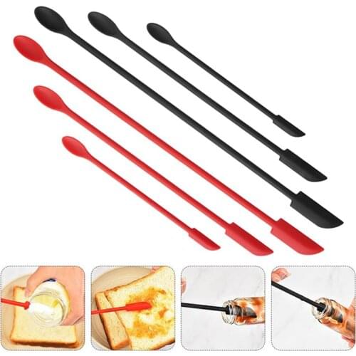 Double Head Silicone Cream Spatula Butter Cake Spatula Mini Cake Cream Scraper Flexible Fruit Sauce Jar Spoon Kitchen Accessorie