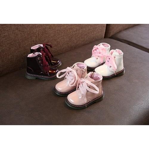 Fashion Children Boots Girls Boys Waterproof Leather Zipper Rubber Martin Boots Boys Girls boots 21-30