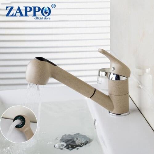 ZAPPO Bathroom Wash Hair Faucet Single Handle Pull Down Kitchen Tap360 Degree Marble Hot and Cold Faucets Water Mixer Tap