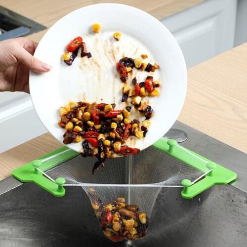 Kitchen Triangular Sink Strainer Drain Hanging Net Vegetable Fruit Drainer Sponge Rack Storage Tool Sink Filter Shelf Mesh Bag