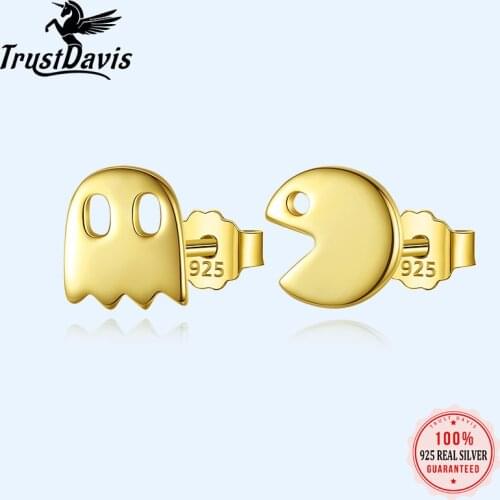Trustdavis 2020 New 925 Sterling Silver Fashion Asymmetric Cute Little Devil Stud Earrings For Women Fine Anniversary Gift DS169
