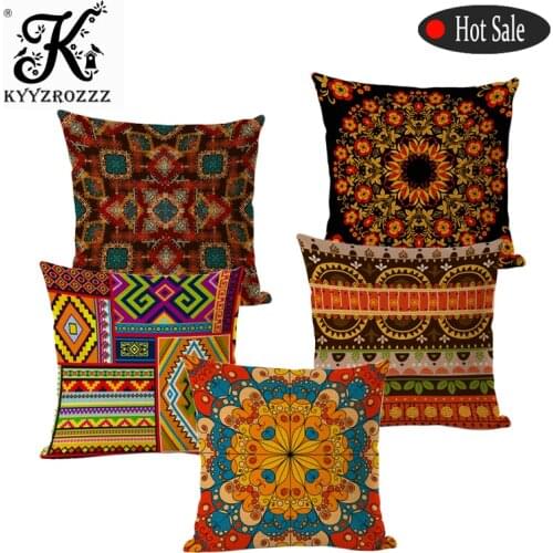 Bohemian Style Decorative Cushion Covers Cotton Linen Square Geometry African Stripe for Sofa Seat Soft Pillow Case