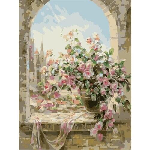 Flower Vase DIY Cross Stitch Embroidery 11CT Kits Needlework Craft Set Cotton Thread Printed Canvas Home Decoration Hot Room