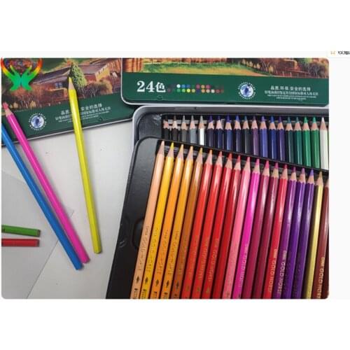 Water soluble color pencil 24 / 36/ 48 / 72 color student hand drawing professional painting brush iron box suit