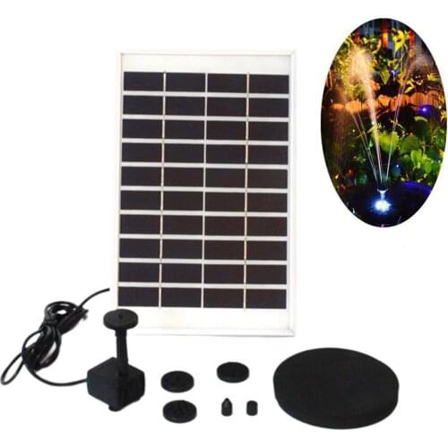 5.0W Solar Fountain Pump Solar Water Pump Floating Fountain with 6 Nozzles Solar Bird Bath Water Pump