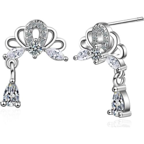 KOFSAC New Fashion 925 Sterling Silver Earrings For Women Jewelry Sweet Flower Water Drop Zirconia Earring Lady Anniversary Gift