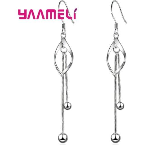 Women Dangle Drop Earrings Trendy Sprial Sterling Silver 925 Pure Metal Handmade Tassel Ear Jewelry for Wedding Party Accessory