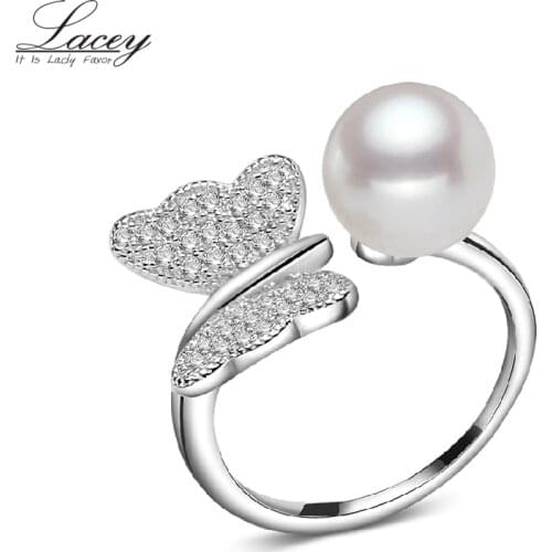 Sterling silver jewelry ring for women,white natural freshwater pearl ring fine jewelry mother present girlfriend gifts 9-10mm