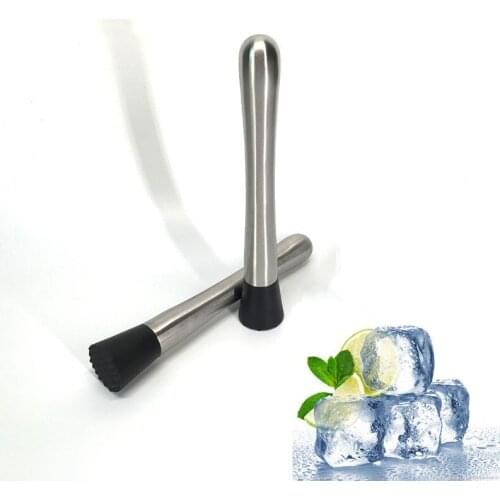 1PC Stainless Steel Ice Cocktail Swizzle Stick Fruit Muddle Pestle Popsicle Stick Crushed Ice Hammer Bar Tools Wine Tool OK 0423