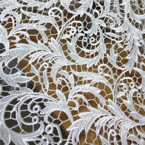 1 Yard Guipure Leaf Fabric, Hollow out Crochet Floral lace fabric For Sewing Bridal gown, DIY Wedding Dress, Houte outure, Prom