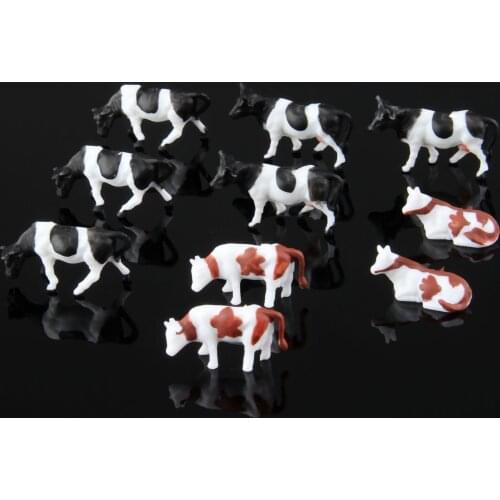 10pcs HO Scale Model Train Building Layout Painted Animal Figures 1:87 Scale Horse 20mm For Train House Model