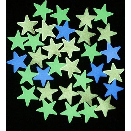 100pcs new 3D Star andMoon Energy Storage Fluorescent Glow In the dark Luminous on Wall Stickers for Kids Room living room Decal