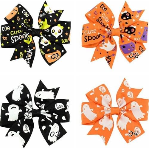60 PCS/lot , Halloween Hair Clips. Chidlren Girls Hair Clips. Grosgrain Bows Clips
