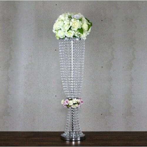 80cm Tall Crystal Table Centerpiece Silver Table Chandelier Flower Stand Wedding Supply 10pcs/lot