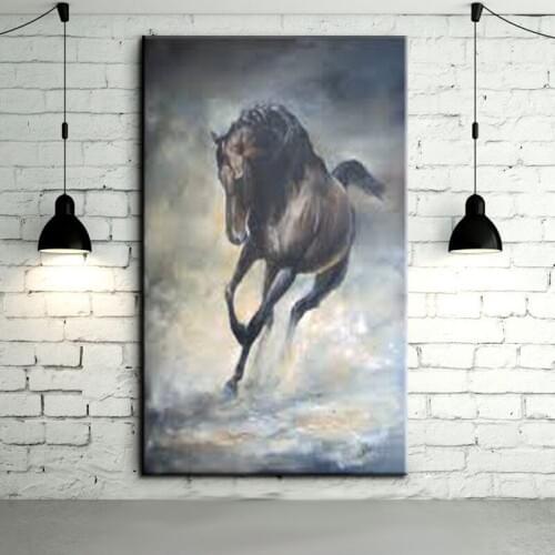 Free Shipping High Quality Hand-painted Abstract Horse Oil Painting On Canvas Handmade Impression Horse Painting For Living Room