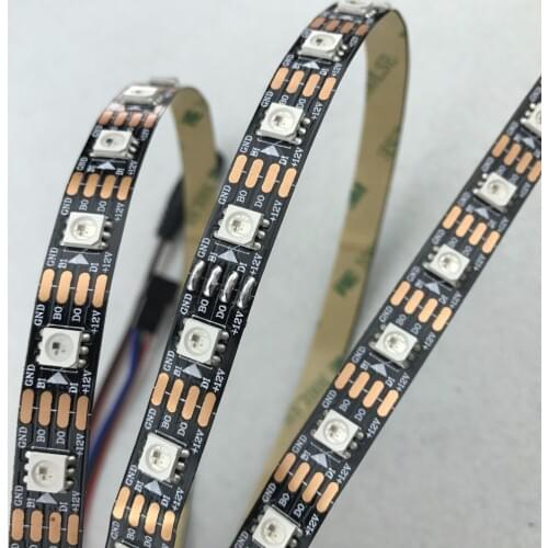 BLACK PCB 60leds/m WS2815 DC12V addressable full color RGB 5050 LED strip;5m/reel;non-waterproof;IP33