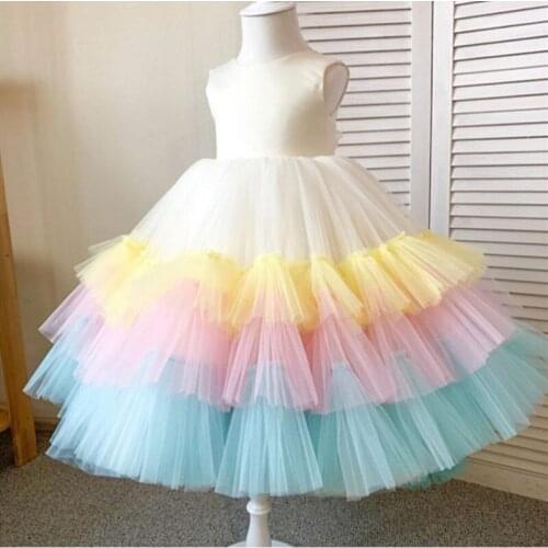 Baby Baptism Dress Tiered Princess Gown Children Birthday Dress Christmas Party Dress Kids Clothes Photography