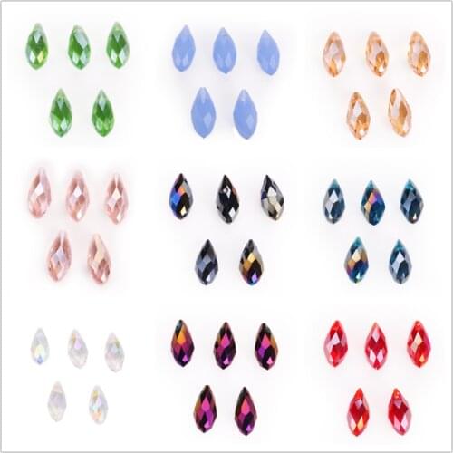 Findings Pendant Loose Bracelet Necklace Craft Wholesale 30pcs Glass Charm Crystal DIY 10x20mm Teardrop Beads Faceted Bulk