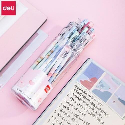 Deli Gel Pens 48pcs Cartoon Alpaca Pens for School Supplies Kawaii Stationery 0.38mm Pen Cute Accessories for School Office