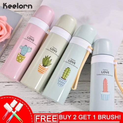 Keelorn 350ML 500ML Stainless Steel Vacuum Flasks Bullet Straight Cup Insulated Vacuum Flasks Thermoses Cup Children Bottles