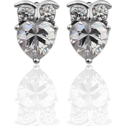 Korean romantic crystal owl cute stud earrings for women girls jewelry gift alloy nickel free fce036