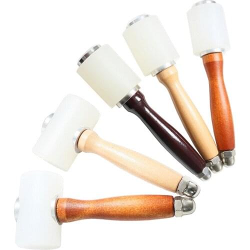 Leather Carving Hammer Printing Tool 3 Types DIY Craft Cowhide Punch Cutting Sew Nylon Hammer Tool Kit With Wood Handle 2021
