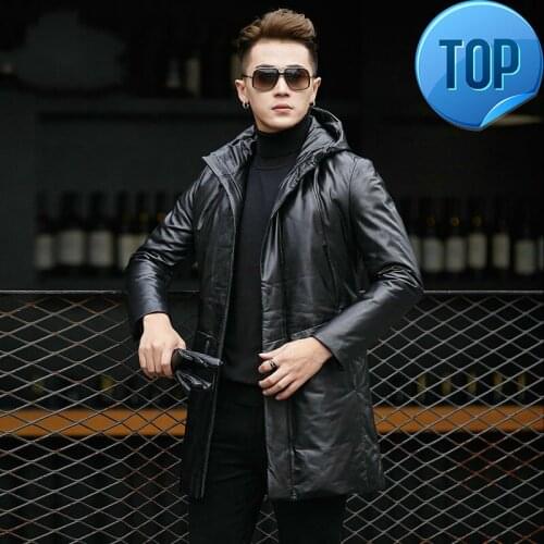 Leather Jacket Men Jacket Genuine Leather Men Sheepskin Coat Down Jacket Hooded Men Leather Jackets Chaqueta Cuero Hombre
