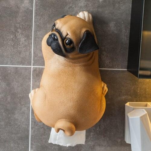 AmazingBuy Cute cat and dog paper towel dispenser toilet bathroom rack hook non-impact bathroom towel towel dispenser mounted