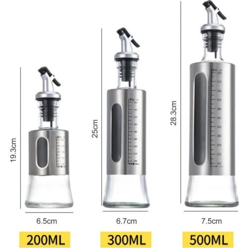 200/300/500ml Oil Bottle With Scale Multifunctional Glass Seasoning Storage Dispenser For Kitchen Drop-resistant Storage Bottle