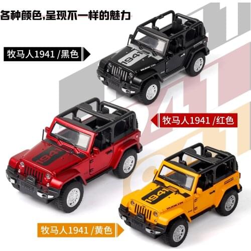 1:32 high simulation jeep wrangler rubicon 1941 convertible sound and light alloy car model childrens off-road vehicle model