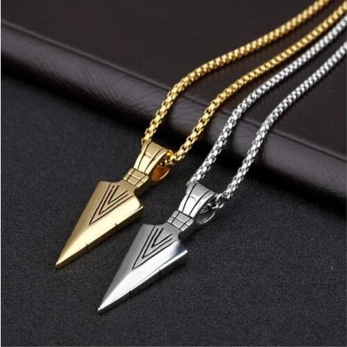Fashion Stainless Steel Spearhead Arrowhead Pendant Necklaces Chocker Jewelry For Women Men Christmas Holiday Gift Drop Shipping
