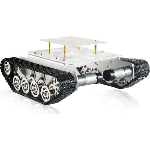 SZDOIT TS100 Metal Tracked RC Robot Tank Chassis Kit with Acrylic Board, Robot Arm Can be Directly Mounted on the Car High Torqu
