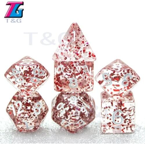 Dnd Rpg TRPG 7pc/lot Transparent Glitter Digital Dice Set D4,6,8,10,10%,12,20 for Board Game Polyhedral Multi-sided