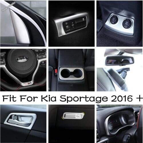 Lapetus Matte Interior Refit Kit Pillar A / Door Bowl / Air AC / Dashboard / Head Lamps Cover Trim For KIA Sportage 2016 - 2020