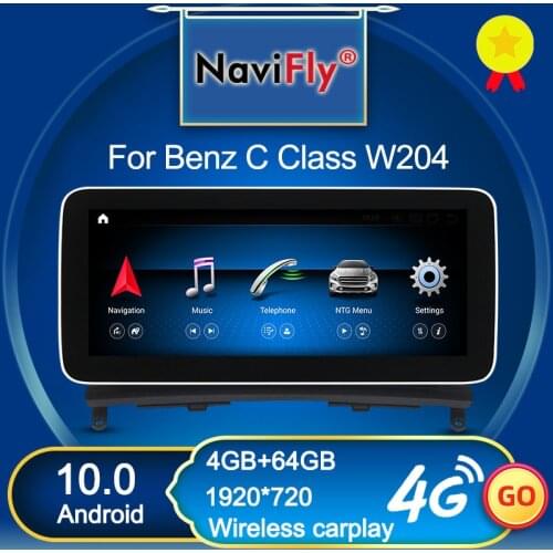 NaviFly N600 Plus For Mercedes Benz C Class W204 2008 2009 2010 Android 10 Car Multimedia Player Navi Qualcomm 8 Core 4G+64G