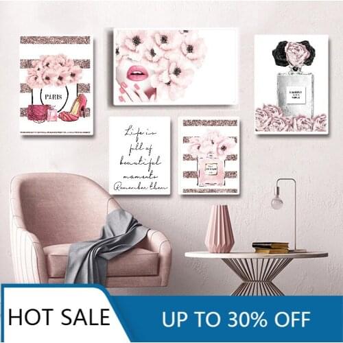 Christmas Canvas Painting Toile Decoration Posters Wall Art Room Home Decor Modern Mural Peinture Pink Perfume Scandinavian