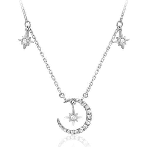 New Creative Jewelry AAA Zircon Moon Star Pendants Neckaces For Women Simple Box Chain choker collares Top