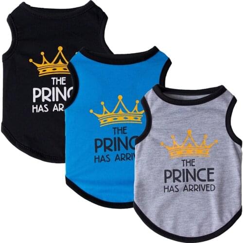 Cooling Vest The Prince Crown Printing Dog Clothes For Small Dogs Vest T-shirt Summer Breathable Cotton Chihuahua Puppy Clothing