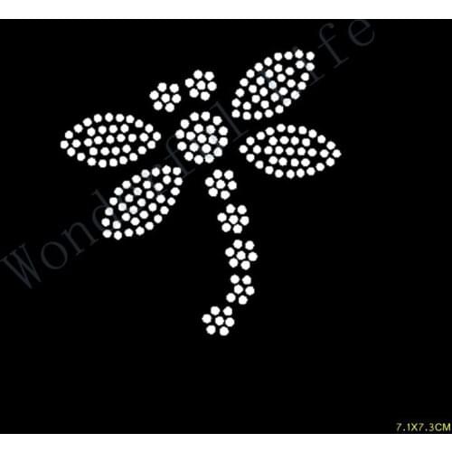 Wholesale 6 PCS/lot dragonfly in various color Rhinestone Transfer Iron On Hotfix Image Design