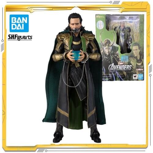 Original BANDAI S.H.Figuarts Marvel The Avengers Loki Anime Action Figur Toy for Child Halloween Gift